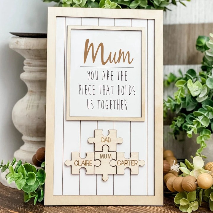 You are the Piece that holds us together Personalized Mum Puzzle Plaque Mother's Day Gift